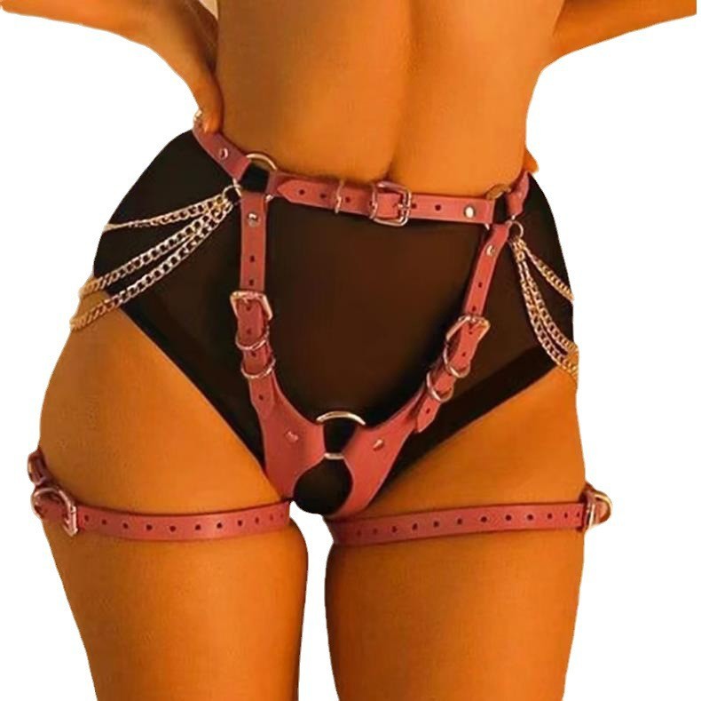 Image of fashion alternative sm bondage pants leather adult bondage bondage clothes couple leggings chain accessories sex products wholesale